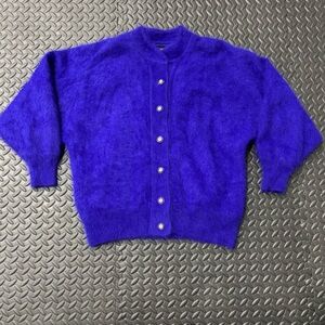 Fully Fashion Vintage Women's Cardigan Sweater Size M Angora Blend Purple